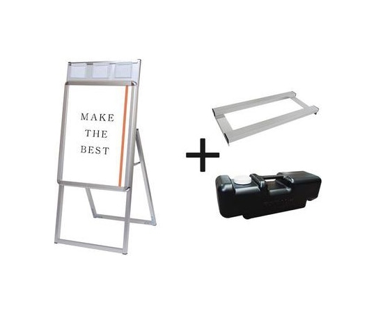 常磐精工 ポスターグリップスタンド看板パンフレットケース付(屋内用) A2片面シルバー ウエイトアーム・水タンクセット PGSKP-A2KS-3SET 1個（ご注文単位1個）【直送品】