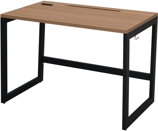 アール・エフ・ヤマカワ リスム デスク W1000×D600 ウォルナット×ブラック脚 2ヶ口コンセント付き RFFLD-1060DM-BL 1台(ご注文単位1台)【直送品】