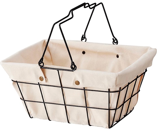 アズワン ワイヤーファブリックバスケット 買い物かご S アイボリー 61-784-43-5 1個（ご注文単位1個）【直送品】