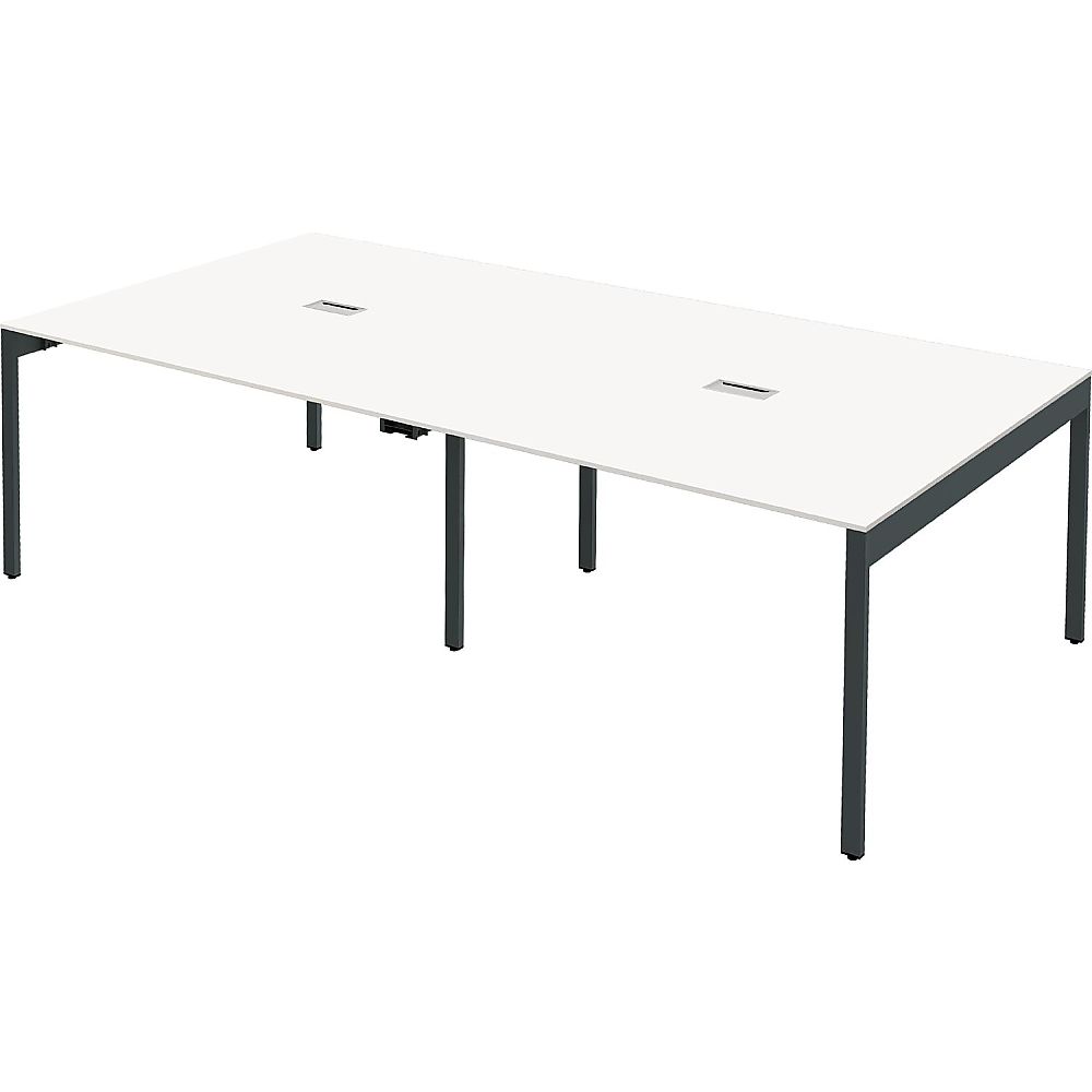 Y2K 配線機能付きスリムフリーアドレスデスク2412 ホワイト 1個(ご注文単位1個)【直送品】