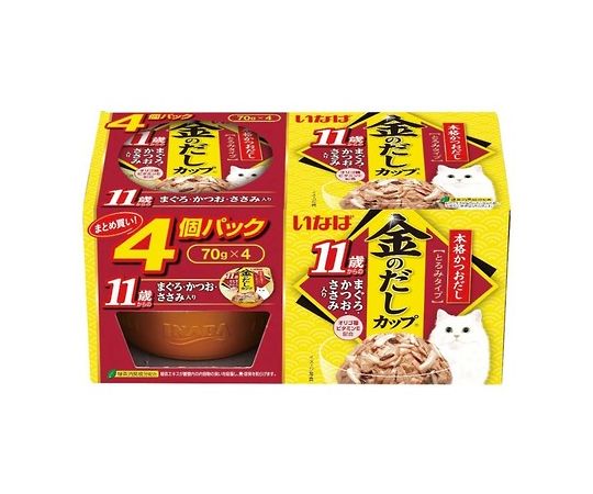 いなばペットフード 金のだしカップ 11歳からのまぐろ・かつお・ささみ入り 4個パック 4IMC-142 1箱（ご注文単位1箱）【直送品】