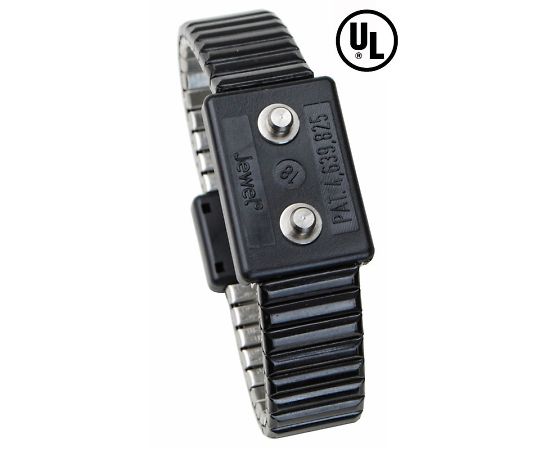 DESCO リストバンド JEWEL 伸縮金属バンド Mサイズ 2線方式 黒 4mm 19842 1個 (ご注文単位1個)【直送品】