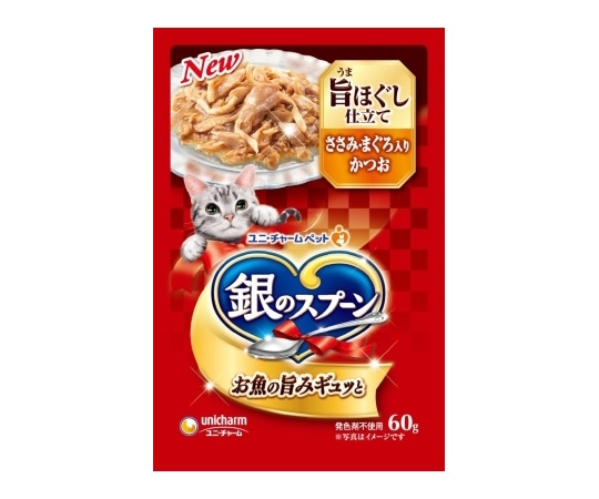 ユニ・チャーム 銀のスプーン パウチ 旨ほぐし仕立て ささみ・まぐろ入りかつお 60g  1個（ご注文単位1個）【直送品】