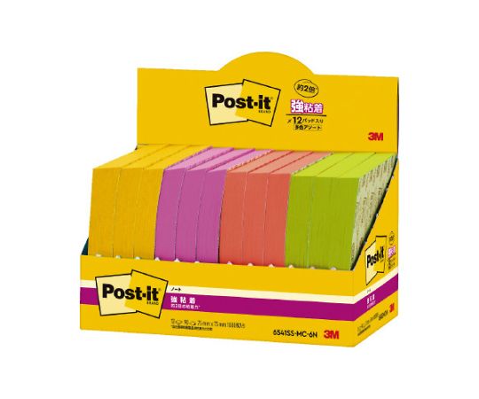 強粘着マルチカラー6 75×75 4色 12冊 6541SS-MC-6N 1箱（ご注文単位1箱）【直送品】