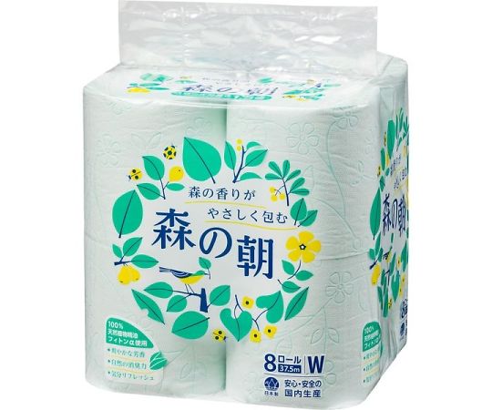 富士里和製紙 森の朝(グリーン)8RW 37.5m114mm 1箱(8本×12パック入) 1箱(ご注文単位1箱)【直送品】