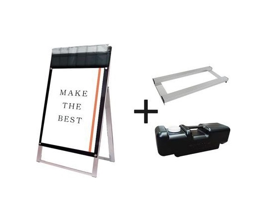 常磐精工 ポスター用スタンド看板マグネジ パンフレットケース付 B1片面ブラック(屋外用) ウエイトアーム・水タンクセット PSSKMNP-B1KB-G-3SET 1個（ご注文単位1個）【直送品】