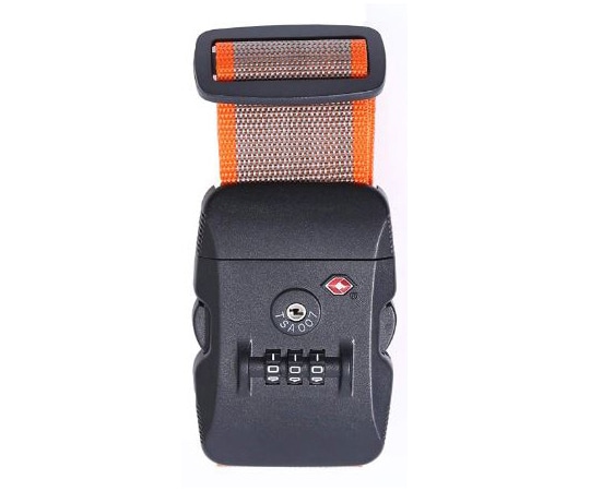 ロジック TSAスーツケースベルト 3ダイヤル ベージュ×オレンジ LG-STCS-TSABLT-BEOR 1本(ご注文単位1本)【直送品】