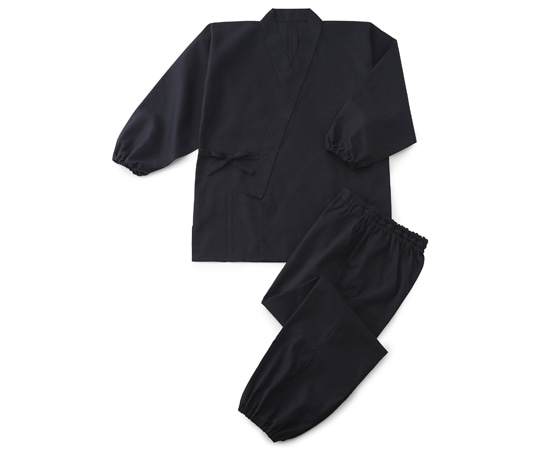 興栄繊商 清涼綿混 平織 京作務衣 黒 L 535 1枚（ご注文単位1枚）【直送品】