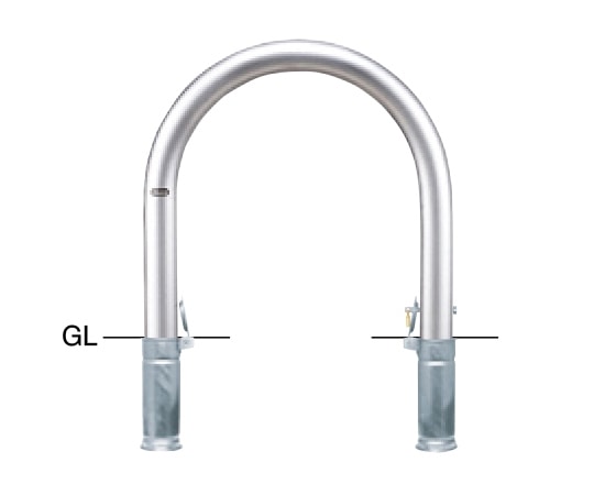 サンポール ステンレス アーチ型車止め 差込式カギ付 φ76.3(t3.0)×WP600×H650mm AC-8SK 1台(ご注文単位1台)【直送品】