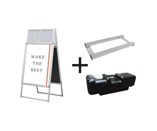 常磐精工 ポスターグリップスタンド看板カタログケース付(屋内用) B2両面シルバー ウエイトアーム・水タンクセット PGSKK-B2RS-3SET 1個（ご注文単位1個）【直送品】