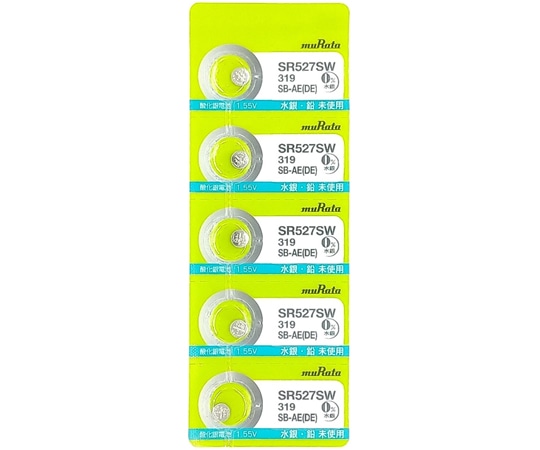 村田製作所 無水銀酸化銀電池 5.8×2.7mm 1シート(5個入) SR527SW 1枚(ご注文単位1枚)【直送品】