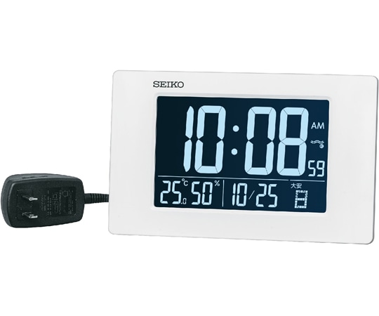 セイコー 交流式電波デジタル時計 120×195×24mm 白 DL214W 1個(ご注文単位1個)【直送品】