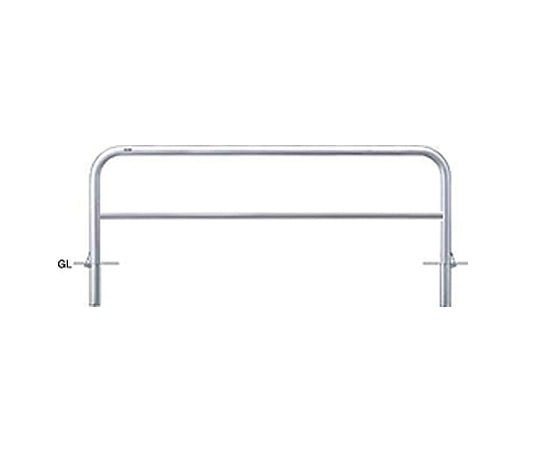 サンポール ステンレス アーチ型車止め(横桟付)差込式フタ付 φ60.5(t3.0)×W2000×H650mm AH-7SF20-650 1台(ご注文単位1台)【直送品】