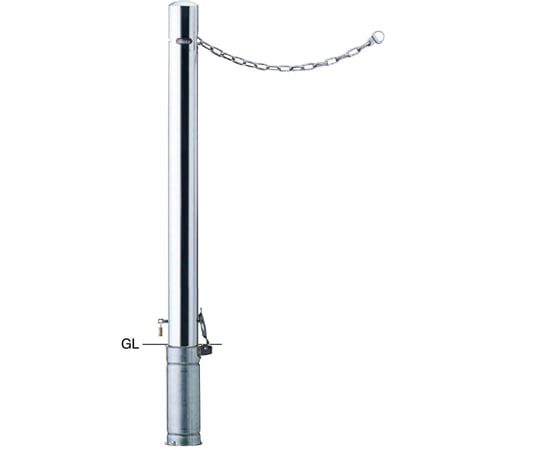 サンポール ピラー 車止め ステンレス 鎖内蔵 差込式カギ付 φ76.3 PA-8SKC 1本(ご注文単位1本)【直送品】