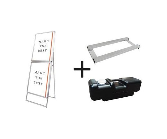 常磐精工 ポスターグリップスタンド看板コンビ(屋内用) A2A2片面シルバー ウエイトアーム・水タンクセット PGSKC-A2A2KS-3SET 1個（ご注文単位1個）【直送品】