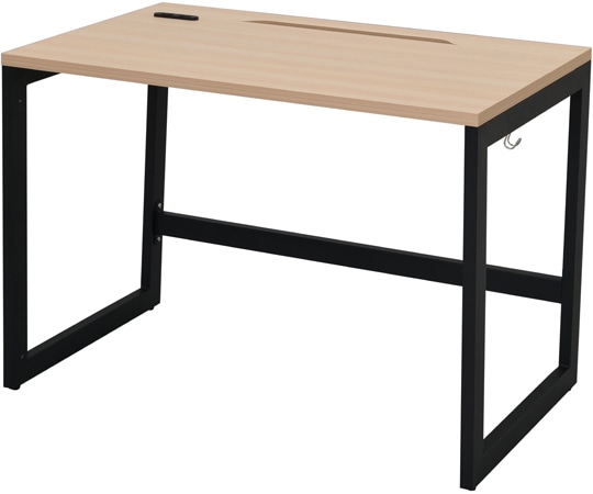 アール・エフ・ヤマカワ リスム デスク W1000×D600 ナチュラル×ブラック脚 2ヶ口コンセント付き RFFLD-1060NA-BL 1台(ご注文単位1台)【直送品】