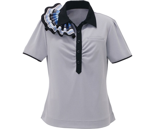 カーシーカシマ ENJOY ミニスカーフ付ポロシャツ COOL BIRDS EYE ブルー L ESP453 1枚（ご注文単位1枚）【直送品】