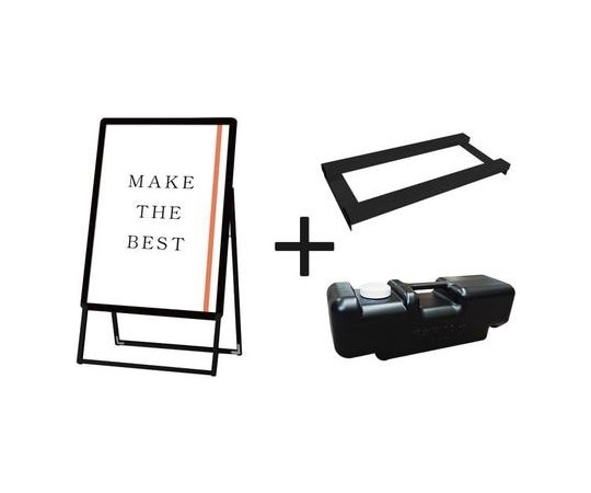 常磐精工 ポスターグリップスタンド看板 屋外用 B2片面ブラック (防水パック付) ウエイトアーム・水タンクセット BOPGSK-B2KB-3SET 1個（ご注文単位1個）【直送品】
