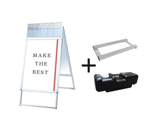 常磐精工 ポスターグリップスタンド看板パンフレットケース付(屋外用) A1両面シルバー ウエイトアーム・水タンクセット PGSKP-A1RS-G-3SET 1個（ご注文単位1個）【直送品】