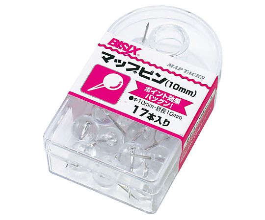 ミツヤ マップピン#10 透明 17本×5箱入 BX1-7-T 1ケース（ご注文単位1ケース）【直送品】