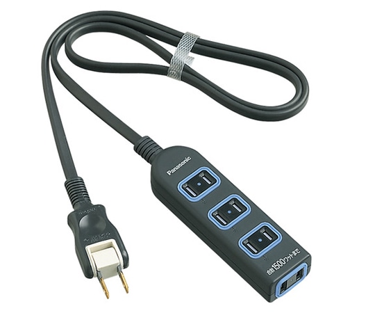 パナソニック ザ・タップX(安全設計扉 パッキン付コンセント)4個口 1m ブラック WHA2514BKP 1個(ご注文単位1個)【直送品】