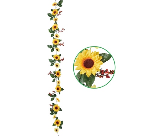 アズワン ひまわり造花ガーランド デラックス180cm 35-13-8-1 1セット(ご注文単位1セット)【直送品】