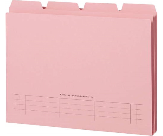 ライオン事務器 山付ファイル カットフォルダー ピンク No.31-4P 1組(ご注文単位1組)【直送品】