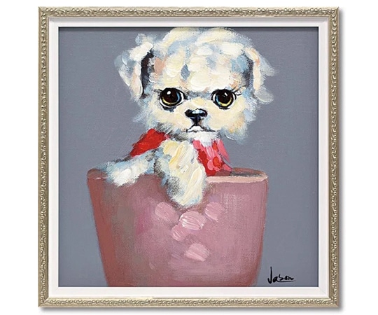 ユーパワー オイル ペイント アート｢ティーカップ ドッグ3(Sサイズ)｣ OP-07003 1個（ご注文単位1個）【直送品】