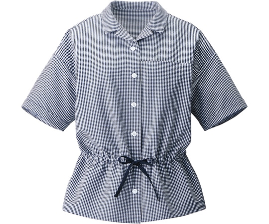 カーシーカシマ ENJOY オーバーブラウス GINGHAMSUCKERSTRETCH ネイビーチェック M ESA735 1枚（ご注文単位1枚）【直送品】