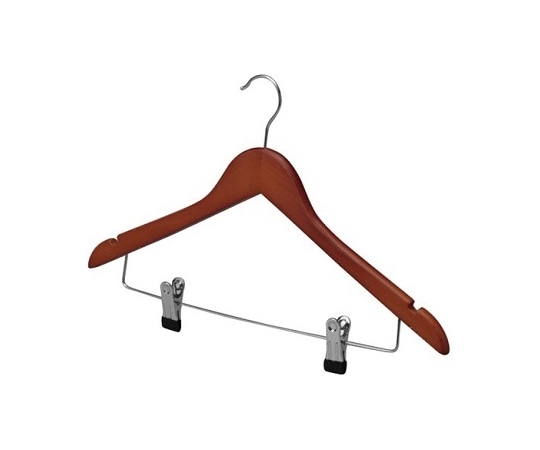 三和 木製スマートハンガー マットブラウン(ピンチ付)120本入 BS-14 1ケース（ご注文単位1ケース）【直送品】