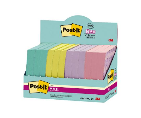 強粘着マルチカラー5 75×75 4色 12冊 6541SS-MC-5N 1箱（ご注文単位1箱）【直送品】