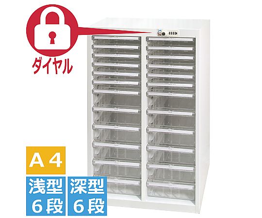 宮成製作所 オールロックキャビネット書類用 ダイヤル錠 A4コンビ 2列 浅型6段 深型6段 AP-224HD 1台(ご注文単位1台)【直送品】