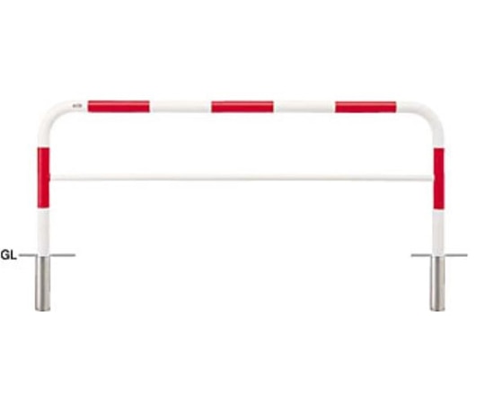 サンポール スチール製 アーチ型車止め(横桟付)差込式 φ60.5(t2.8)×W2000×H800mm 赤白 FAH-7S20-800(RW) 1台(ご注文単位1台)【直送品】