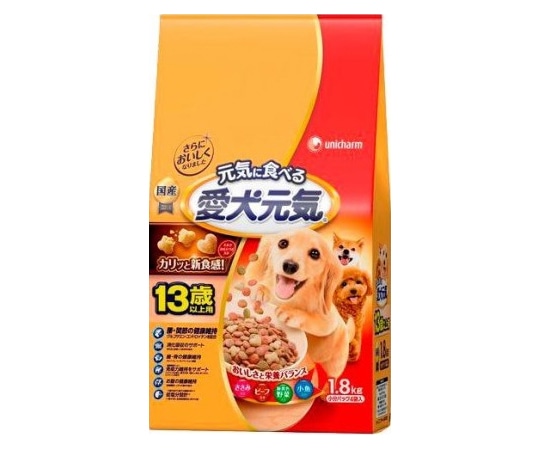 ユニ・チャーム 愛犬元気 13歳以上用 ささみ・ビーフ・緑黄色野菜・小魚入り 1.8kg  1個（ご注文単位1個）【直送品】