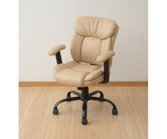 山善(YAMAZEN) ミドルバック レザーオフィスチェア ライトブラウン MPM-53(LBR) 1脚(ご注文単位1脚)【直送品】