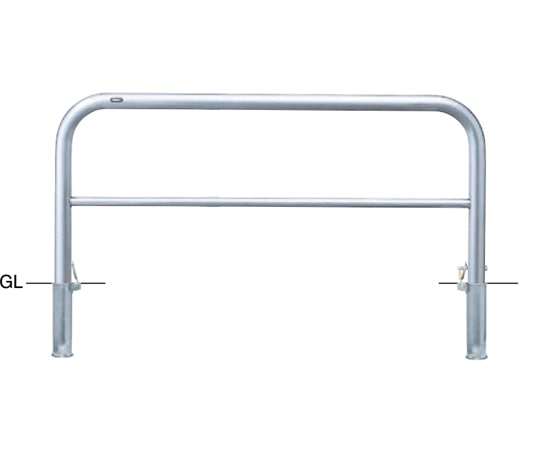 サンポール ステンレス アーチ型車止め(横桟付)差込式カギ付 φ60.5(t3.0)×W1500×H650mm AH-7SK15-650 1台(ご注文単位1台)【直送品】