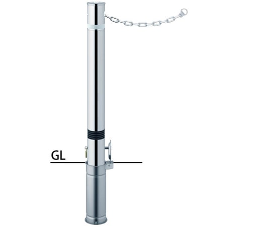 サンポール リフター ステンレス 車止め 鎖内蔵 カギ付 スプリング付 φ76.3 LA-8SKCS 1本(ご注文単位1本)【直送品】