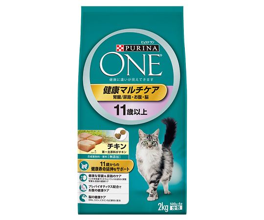 Nestle ピュリナワンキャット 健康マルチケア 11歳以上 チキン 2kg 12395303 1袋（ご注文単位1袋）【直送品】