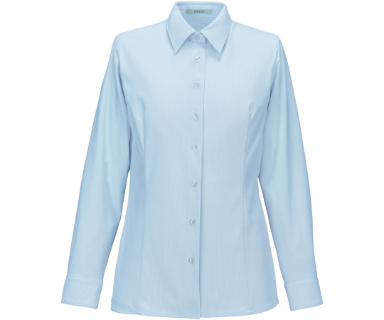 カーシーカシマ ENJOY 長袖シャツブラウス TRICOT STRIPE KNIT サックス 19号 EWB875 1枚(ご注文単位1枚)【直送品】