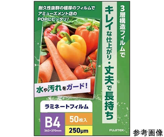 フジテックス ラミネートフィルム250μ B4サイズ 500枚入  1ケース(ご注文単位1ケース)【直送品】