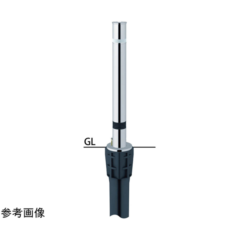 サンポール リフター ステンレス 上下式車止め カギ付 スプリング付 φ76.3 LA-8KS 1本(ご注文単位1本)【直送品】