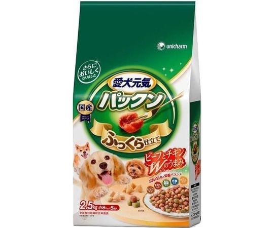 ユニ・チャーム 愛犬元気パックン ビーフ・チキン・緑黄色野菜・小魚・チーズ入り2.5kg  1個（ご注文単位1個）【直送品】