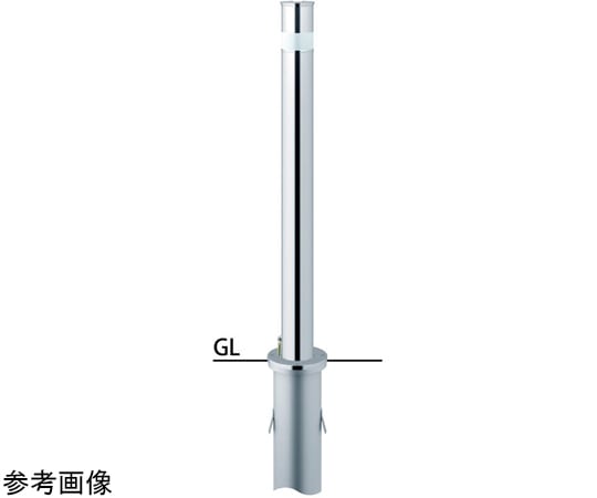 サンポール ロングリフター ステンレス 上下式車止め(バリアフリータイプ)カギ付 φ76.3 LAH-8K-BF 1本(ご注文単位1本)【直送品】