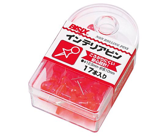 ミツヤ インテリアピン 赤 17本×5箱入 BX1-5-RD 1ケース（ご注文単位1ケース）【直送品】