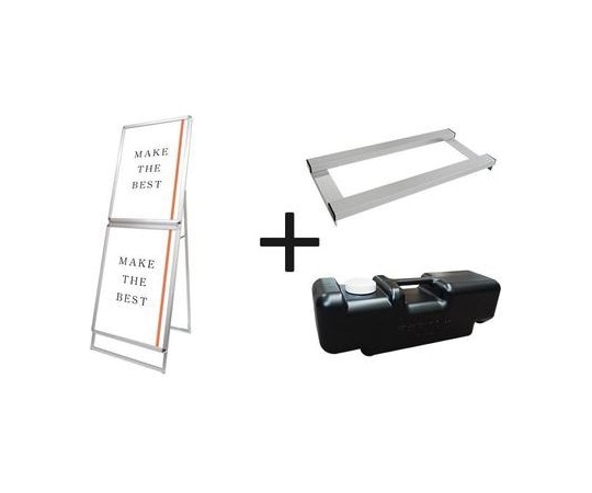 常磐精工 ポスターグリップスタンド看板コンビ(屋内用) B2B2片面シルバー ウエイトアーム・水タンクセット PGSKC-B2B2KS-3SET 1個(ご注文単位1個)【直送品】