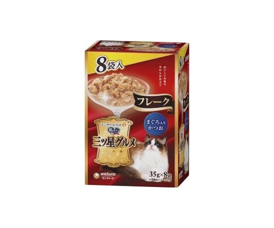 ユニ・チャーム 銀のスプーン 三ツ星グルメ パウチ フレーク まぐろ入りかつお 35g×8袋  1個（ご注文単位1個）【直送品】