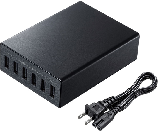 サンワサプライ USB充電器(6ポート・合計12A・ブラック) ACA-IP67BK 1セット（ご注文単位1セット）【直送品】