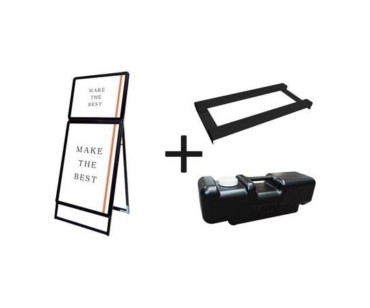 常磐精工 ポスターグリップスタンド看板コンビ(屋内用) B2B1片面ブラック ウエイトアーム・水タンクセット PGSKC-B2B1KB-3SET 1個（ご注文単位1個）【直送品】
