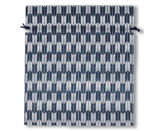 三和 不織布巾着矢絣柄 ネイビー 1箱(1000枚入) SW2528YA-NV 1箱(ご注文単位1箱)【直送品】