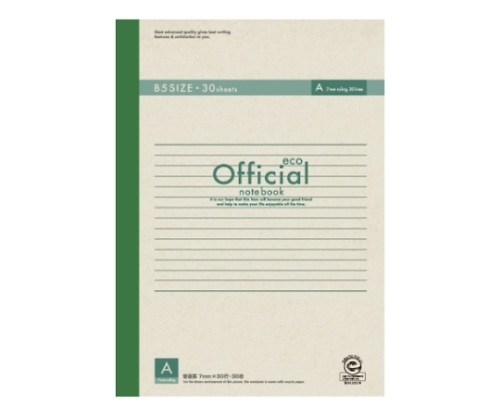 アピカ オフィシャルエコ 無線綴じノート セミB5 A罫 30枚 6A3FE 1冊(ご注文単位1冊)【直送品】